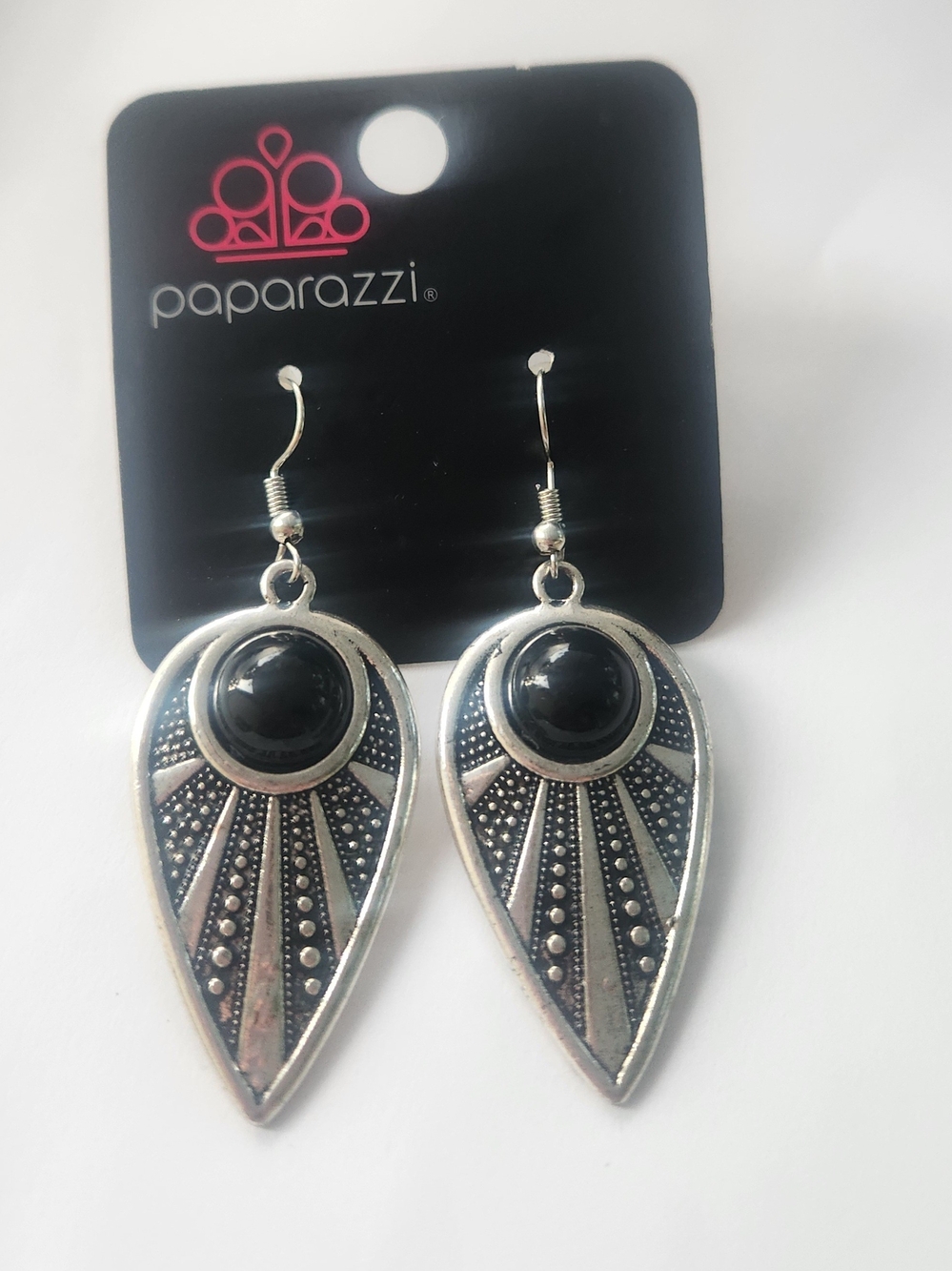 Paparazzi Take A Walkabout Black And Silver Dangle Earrings